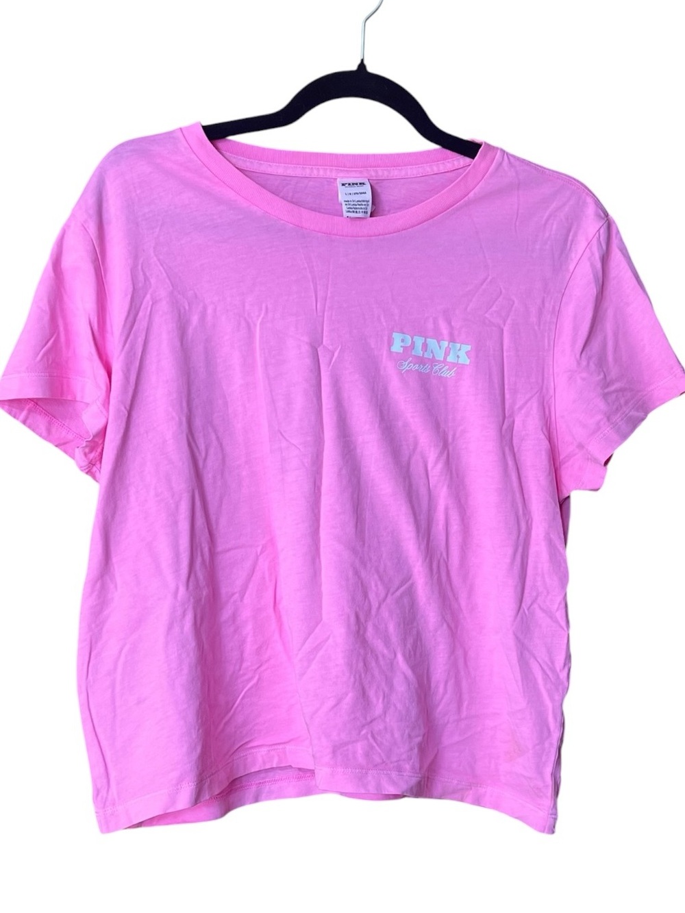 PINK Victoria's Secret Logo Pink Short Sleeve Tee - Sz Large